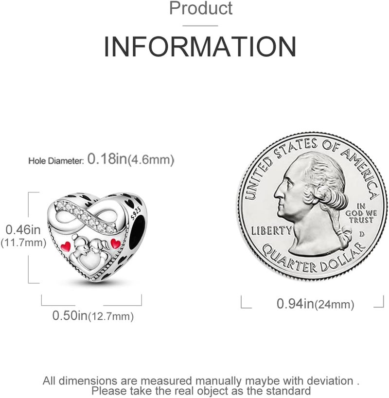 MULA 925 Sterling Silver Charms for Bracelets and Necklaces Lucky Home Happy Family Forever Love Mom Beads Dangle Pendants Jewelry for Women - Image 4